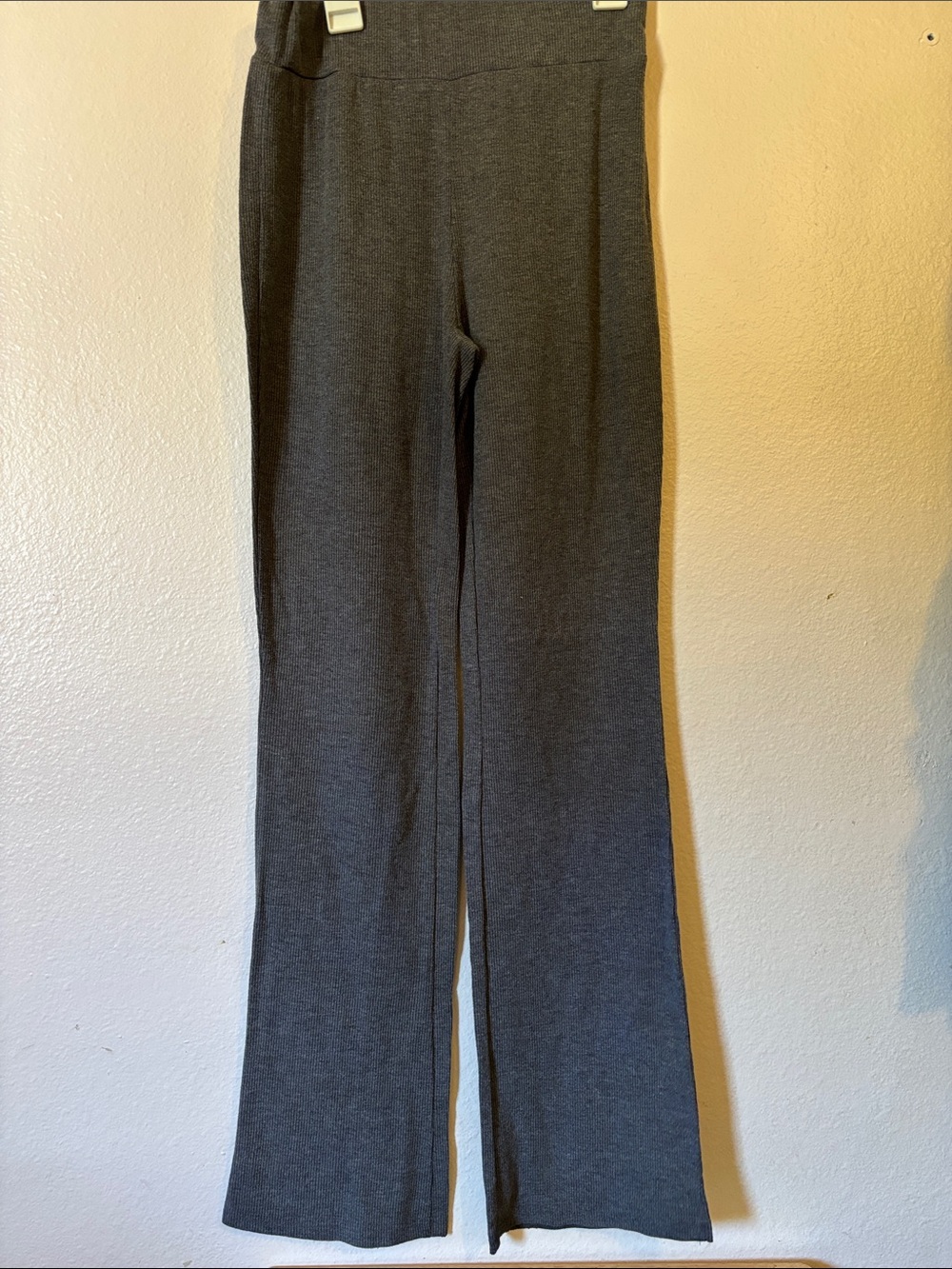 Woman’s Gray Knit Lounge Pants, Flared, Size S